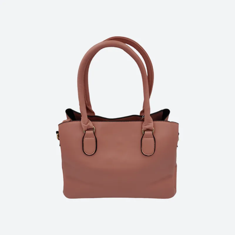 Elegant Handbag — a dusty pink leather handbag with twin handles